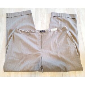 Avenue 24‎ Pinstripe Cuffed Pants Taupe Brown Modern Fit Straight Leg 2X NWT